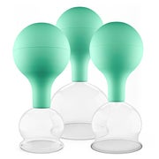 Pulox Schröpfgläser aus Echtglas mit Saugball - Set Trio groß in Grün: 40mm, 52mm, 62mm 3 St