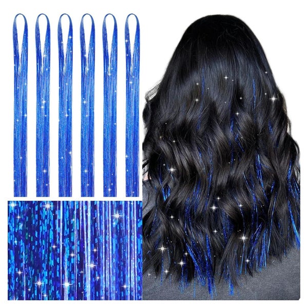 Haarsträhnen Glitzer Lametta Extensions 120cm 6er Pack T Sch 1 St