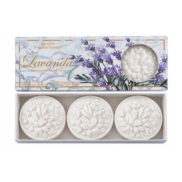 Saponificio Artigianale Fiorentino Spigo Toscano Geschenkset – Lavendelseifen aus der Toskana 375 g