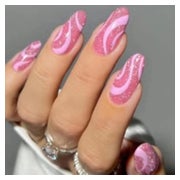 24 Mandel Nägel Rosa French Glitzer Acryl Fingernägel Fake N 1 St