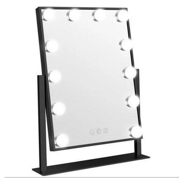 UNIQ New York Mega LED-Schminkspiegel mit 12 Lampen - Schwarz