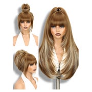 Perücke blond Pony lang synthetisch hitzeresistent Damen Blo 1 St