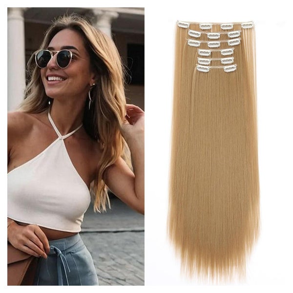 Clip in Extensions Haarverlängerung 65 cm Naturblond mix Dun 1 St
