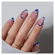 Press On Nails Short Lamp Curable Blue French Gel X Set Blue 1 St