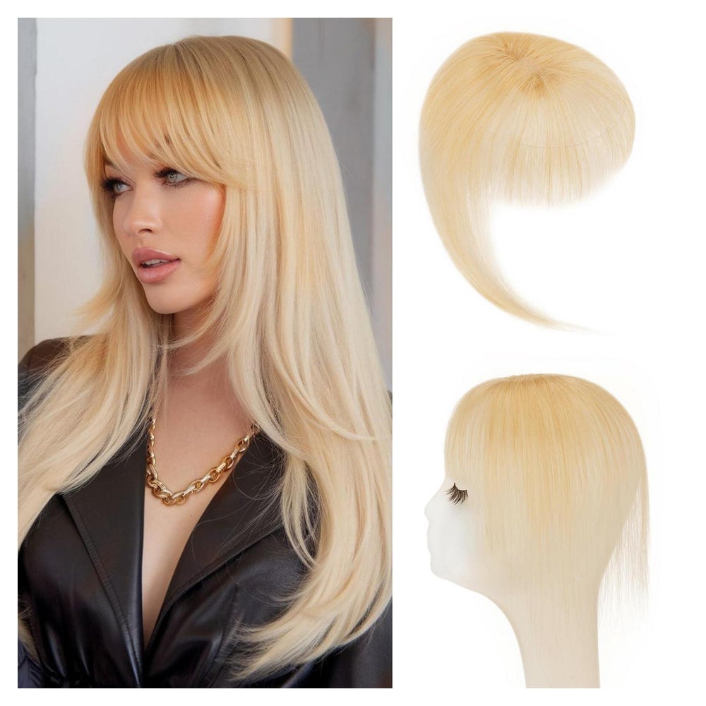 Pony Clipin Haarteil Echthaar Remy 3D Air Bangs #613 Hellblo 1 St