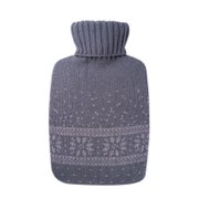 Wärmflasche Klassik 1,8 l mit Strickbezug Schneeflocken