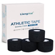 LiangMai Sporttape 4 Rollen (5x10cm) Schwarz - Selbstklebend, Reißbar