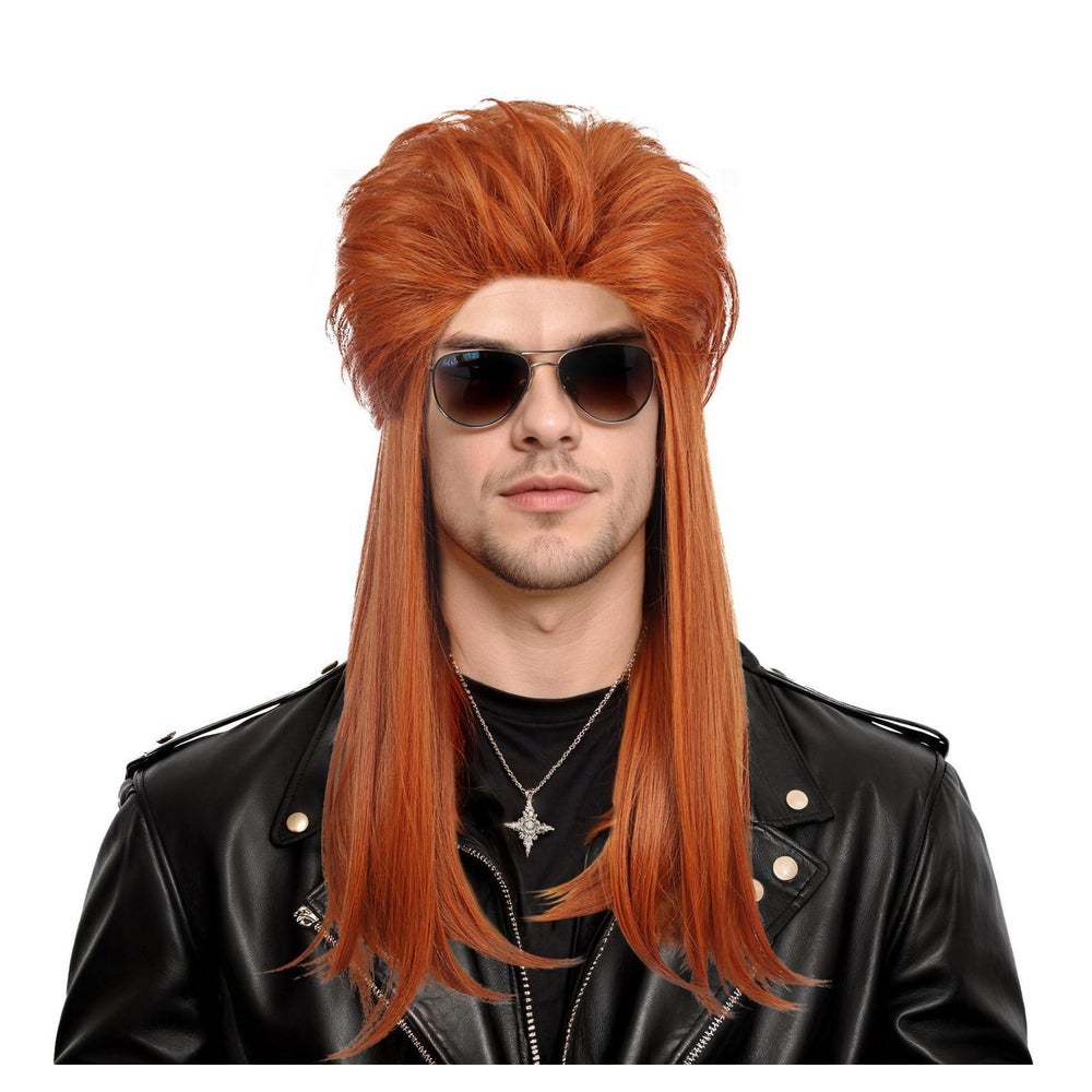 Lange lockige Mullet Perücke synthetisch 1 St