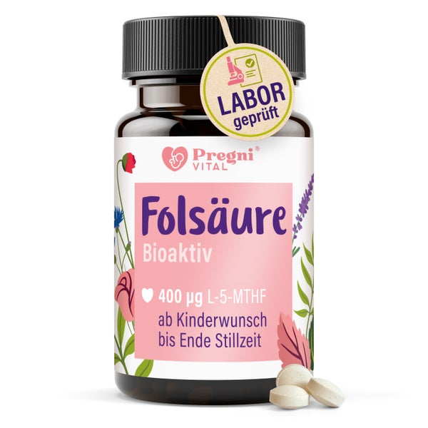 PregniVital Folsäure Tabletten bioaktiv (L-5-MTHF-Ca) 120 St