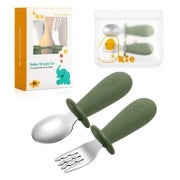 Edelstahl Kinderbesteck Set mit Silikon Griffen 1 St