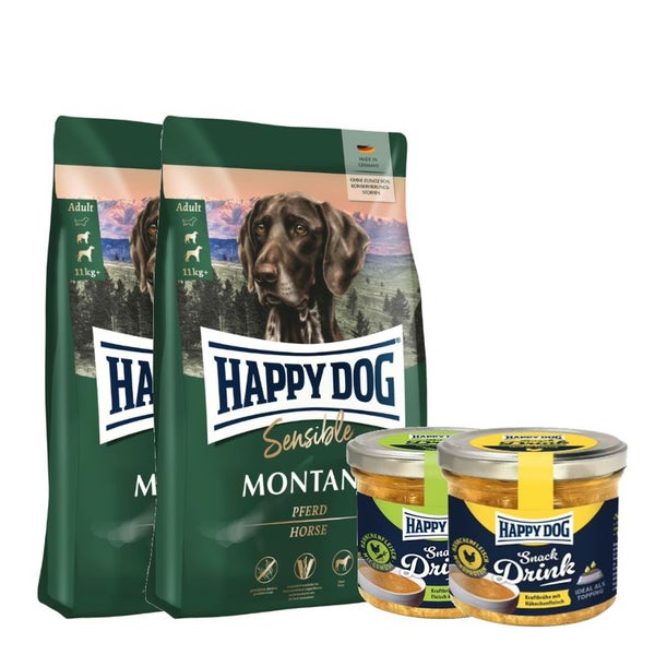 Happy Dog Sensible Montana + Happy Dog Snack Drinks 21 kg