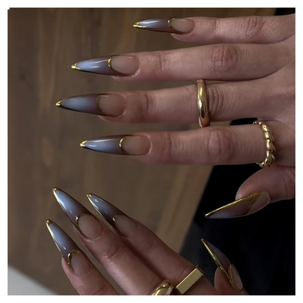 Lange Stiletto Falsche Nägel Braun Ombré 24 Stück GlamRays 1 St