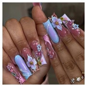 Press On Nails Square 3D French Leopard Hibiscus Crystal LO- 1 St