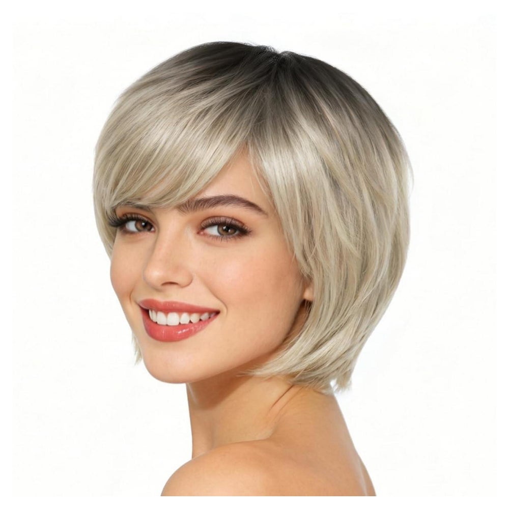 Perücke Pixie Cut Synthetisch Pony Layered Haarteil Damen Om 1 St