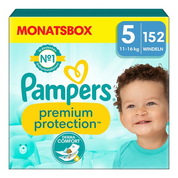 Pampers Premium Protection Größe 5, 152 Windeln, 11kg - 16kg Monatsbox 1 St
