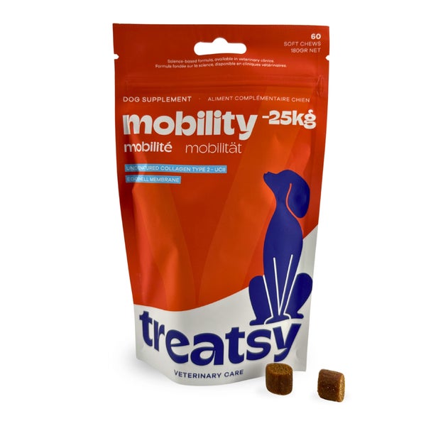 Treatsy Nahrungsergänzungsmittel – Mobilität für kleine und mittelgroße Hunde (-25kg) - Kollagen 180 g