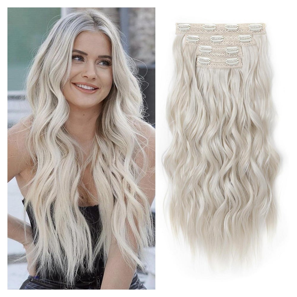 Clip In Extensions Blond 60 cm 4PC Haarteile 24 inch Platinb 1 St