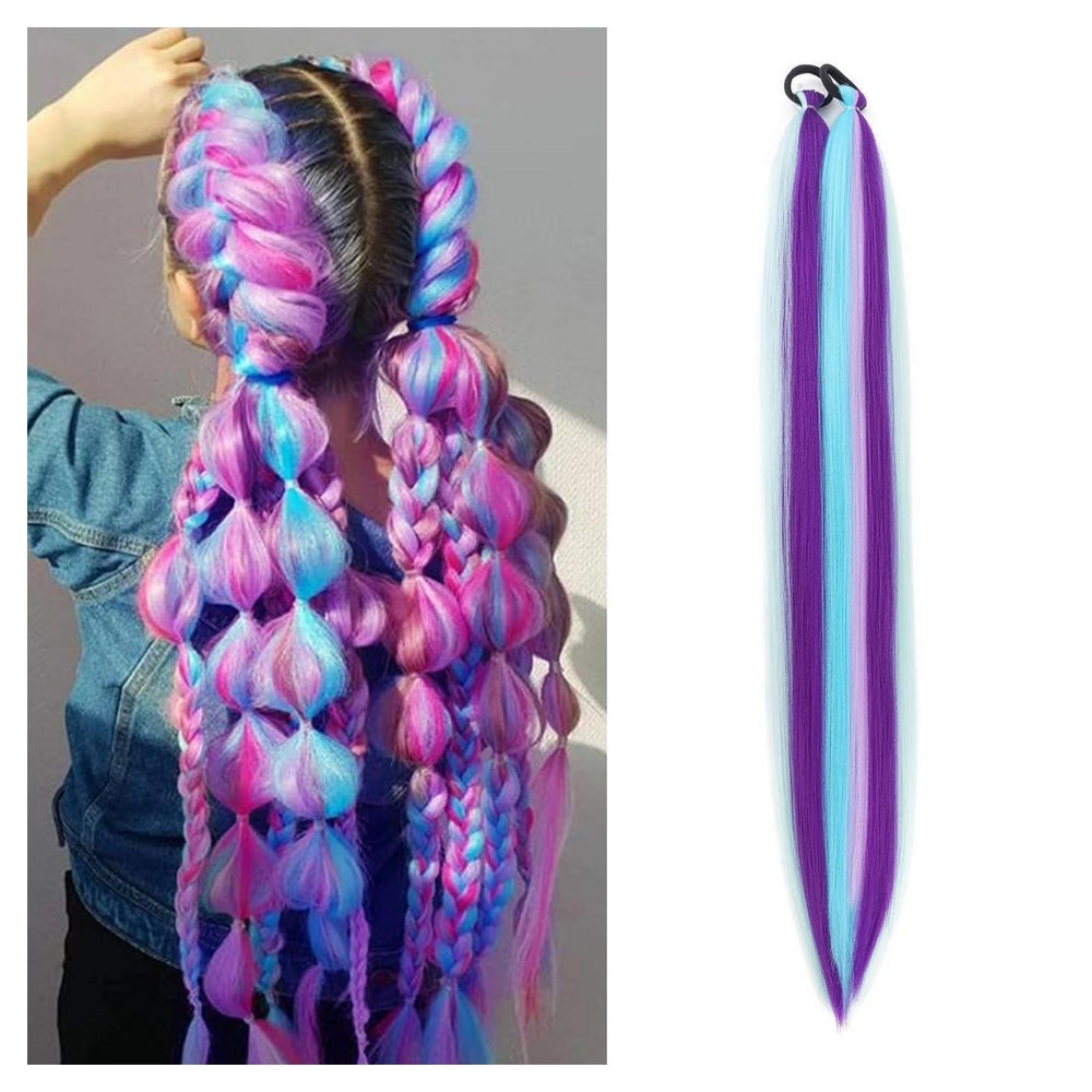 Pferdeschwanz Zopf Haarteil Ombre 66 CM (Pack of 2) Lila Mix 1 St