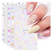 Nagelsticker 3D 5D Selbstklebend Frühling Blumen 5 Blatt Blu 1 St