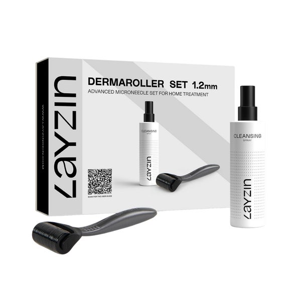 LAYZIN Dermaroller Set 1,2 mm mit Reinigungsspray 1 St