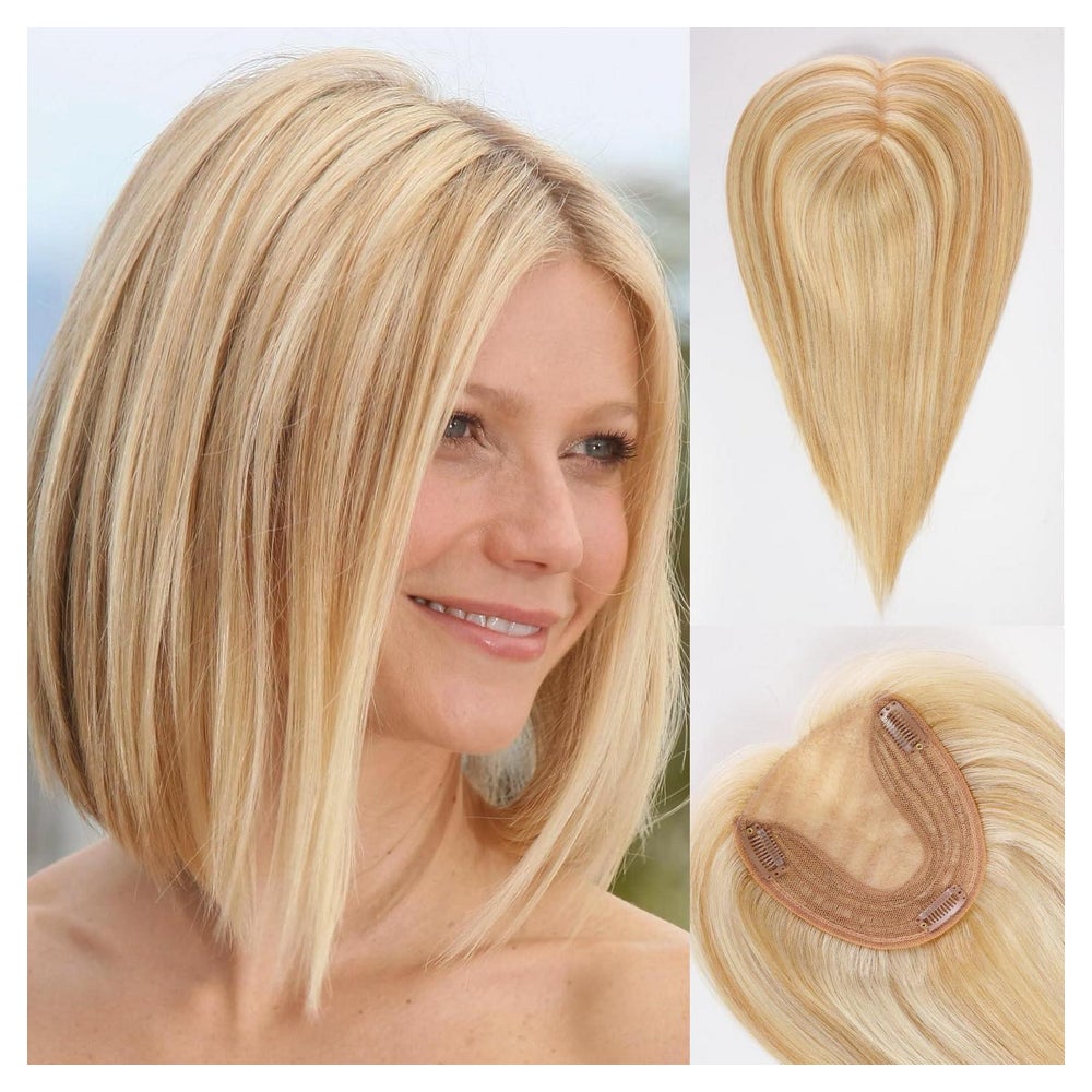 Haarteil Echthaar Damen Ansatz 14 Zoll ohne Pony Hellblond P 1 St