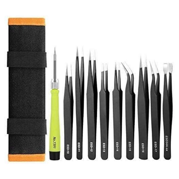 10PCS ESD Pinzetten-Set Präzisions-Anti-Statik Edelstahl Lab 1 St