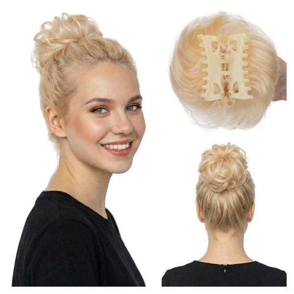 Haarteil Echthaar Messy Bun Klammer Dutt Damen #613 Gebleich 1 St