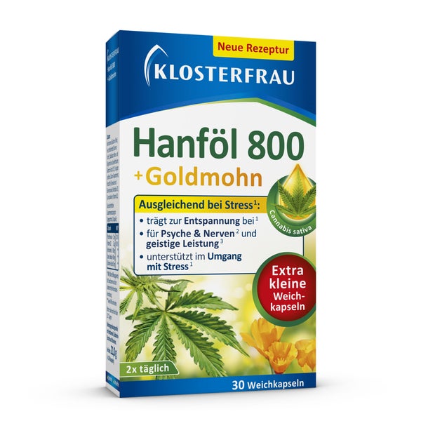 Klosterfrau Hanföl 800 Mg+goldmohn Weichkapseln 30 St