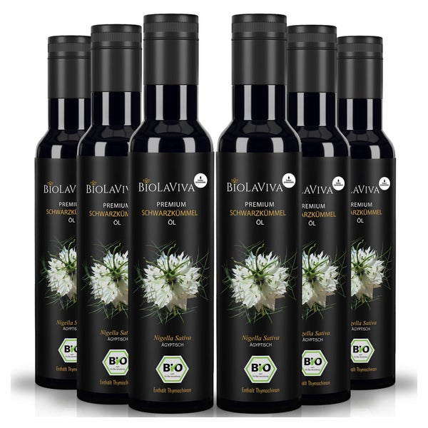 BIOLAVIVA Schwarzkümmelöl | Bio |kaltgepresst | 250ml x 6 St