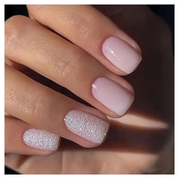 24 Stück Press on Nägel Glitzer Rosa French Künstliche Nägel 1 St
