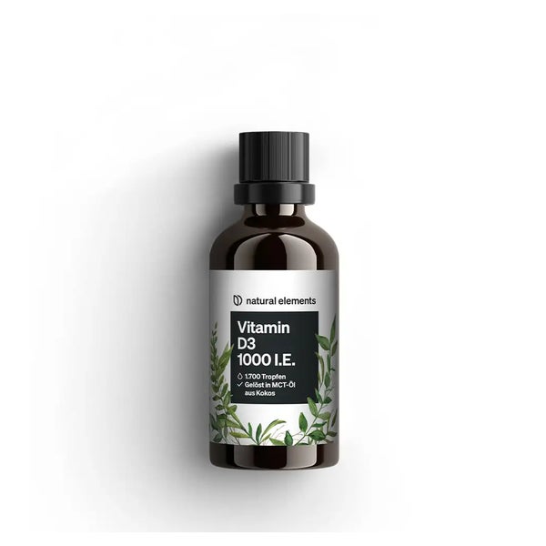 Vitamin D3 Tropfen – 1000 I.E. pro Tagesdosis (1 Tropfen) – Langzeitvorrat mit 50 ml – für beste Bioverfügbarkeit in MCT-Kokosöl gelöst – flüssig, hochdosiert, vegetarisch 50 St