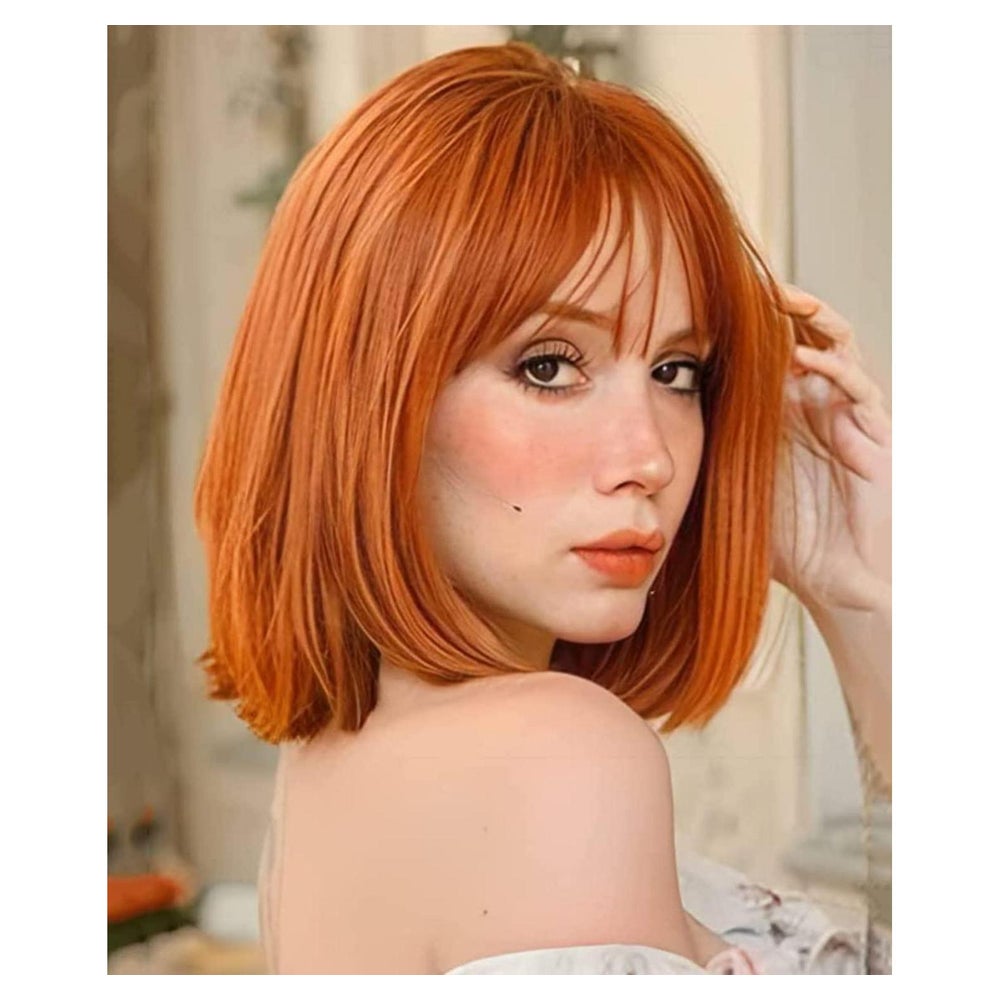 Perücke kurzer Bob auburn mit Pony synthetisch 1 St