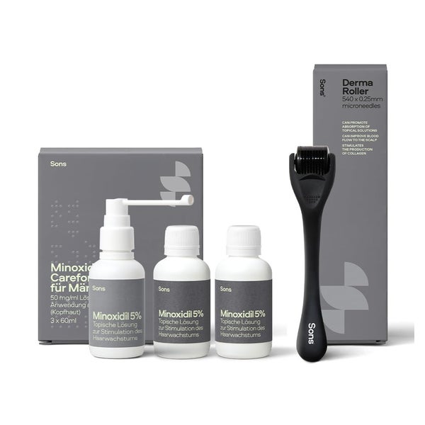 SONS Minoxidil 5% Lösung für Männer mit Derma Roller 3x60ml 3X60 ml