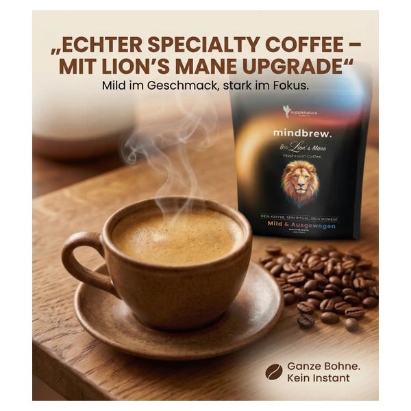 Pilzkaffee mit Lions Mane - mushroom coffee aus ganzen BIO B 225 g