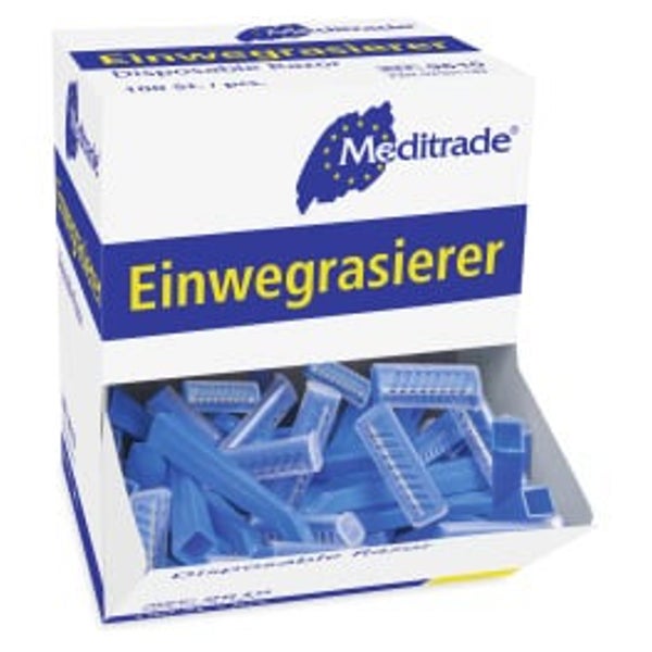 Meditrade Einwegrasierer, einschneidig, blau, unsteril - Packung = 100 Stück