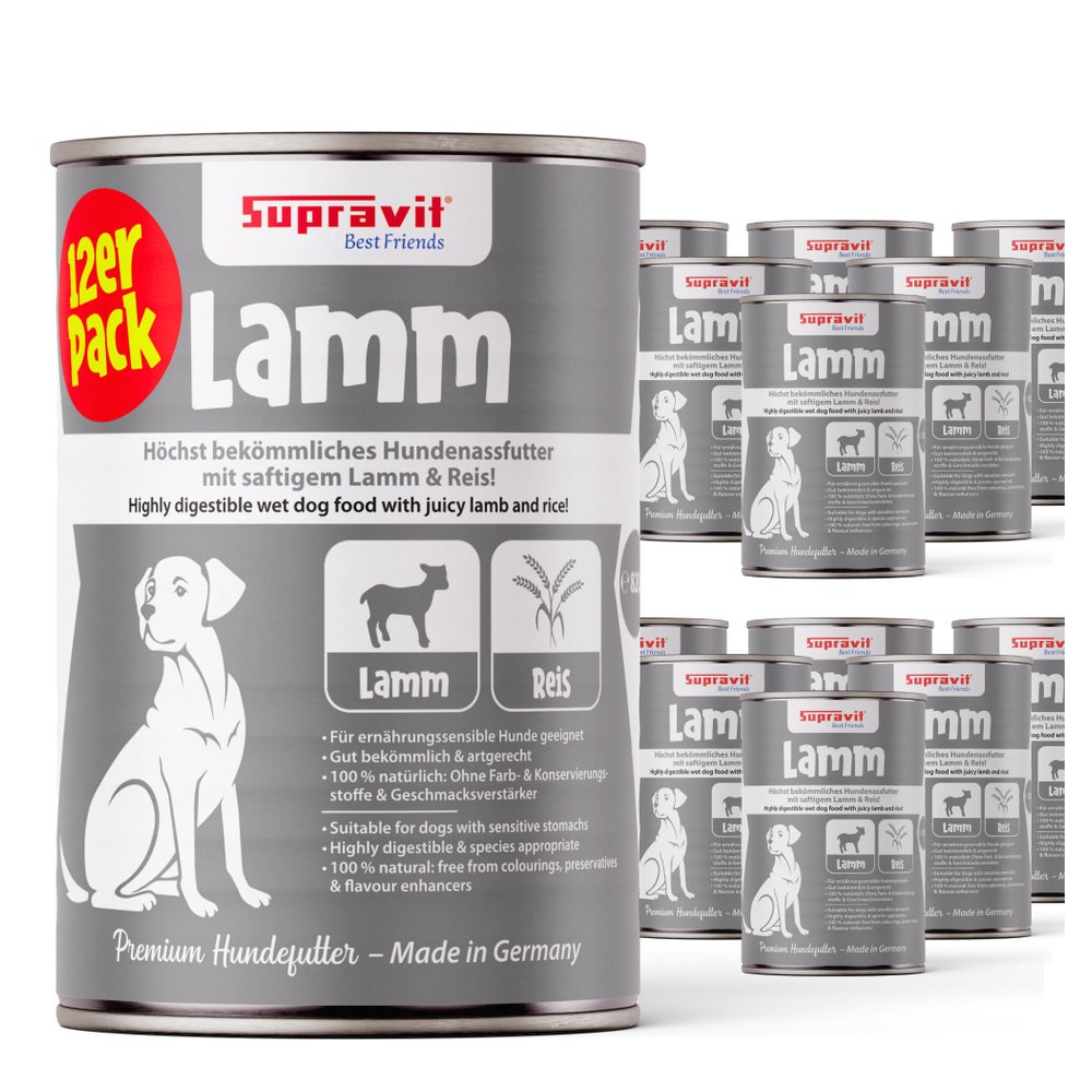 Supravit Hundenassfutter mit Lamm & Reis 12 x 410g 4920 g