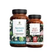 Produktabbildung: Blutkraft-Nervenstark-Paket: Eisen & B Vitamine in einem veganen Bundle - BLUTKRAFT & NERVENSTARK - NATURTREU® 107.8 g
