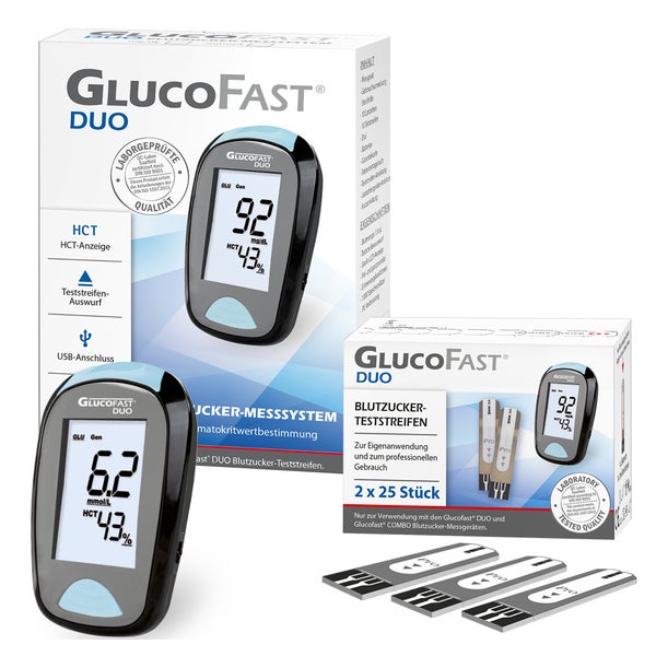 GlucoFast DUO Blutzuckermesssystem (mmol/l) + 60 Teststeifen 1 St