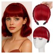Stirnband Pony Fransen Front Haarteil Perücke Dunkelrot-Mix 1 St