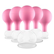 Produktabbildung: Pulox Schröpfgläser Set aus Echtglas - 5x Schröpfglas mit Saugball, verschiedene Größen in Pink 5 St