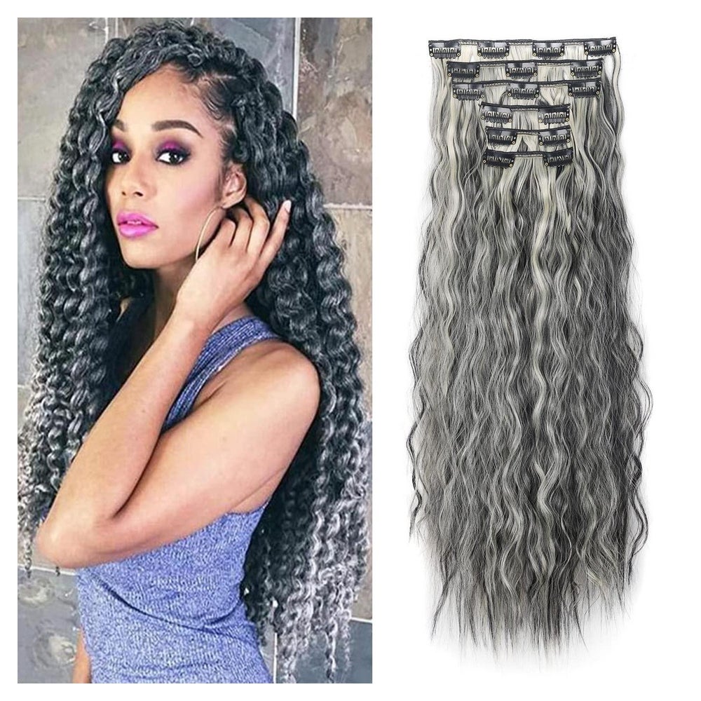 Clip in Extensions Haarteil 6 Tressen 50 cm Schwarz & Bleich 1 St
