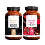 Produktabbildung: Leidenschaft-Paket: Roter Maca für die Frau & Maca für den Mann in einem veganen Bundle - FRAUENFEUER & HELDENKRAFT - NATURTREU® 101.6 g