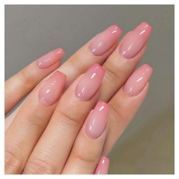 24 Stück Light Pink Sarg Nägel Mittellänge Gradient Weiß Pre 1 St