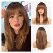 Perücke Damen Gerade Schulterlang Synthetisch Bangs Ombre Br 1 St