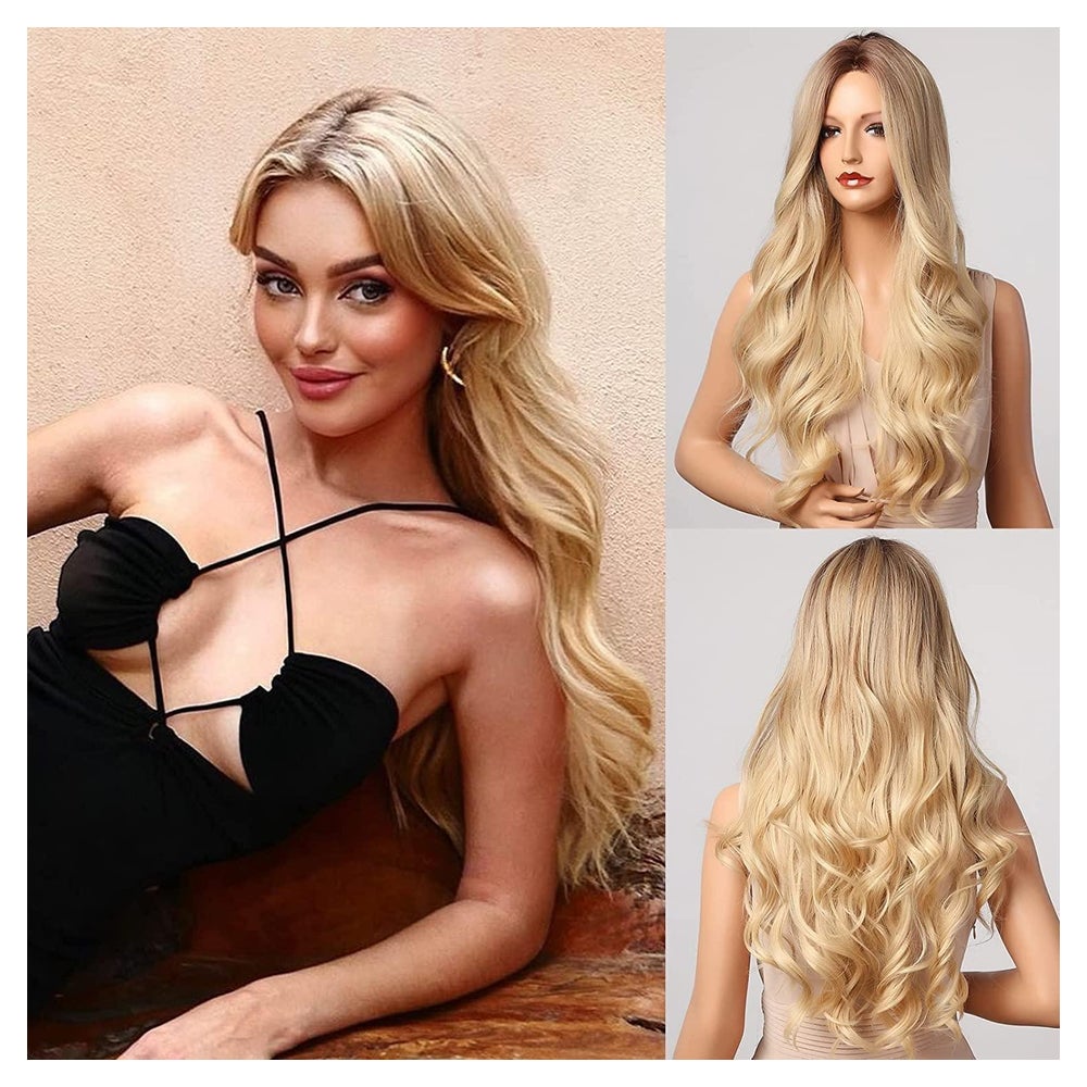 Perücke Ombre Damen Synthetisch Lang Blond Mittelscheitel 1 St