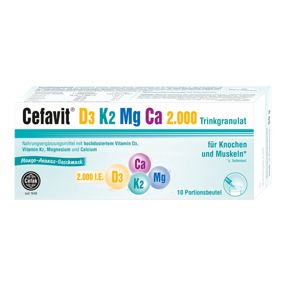 Cefavit D3 K2 Mg Ca 2.000 Trinkgranulat 10 St