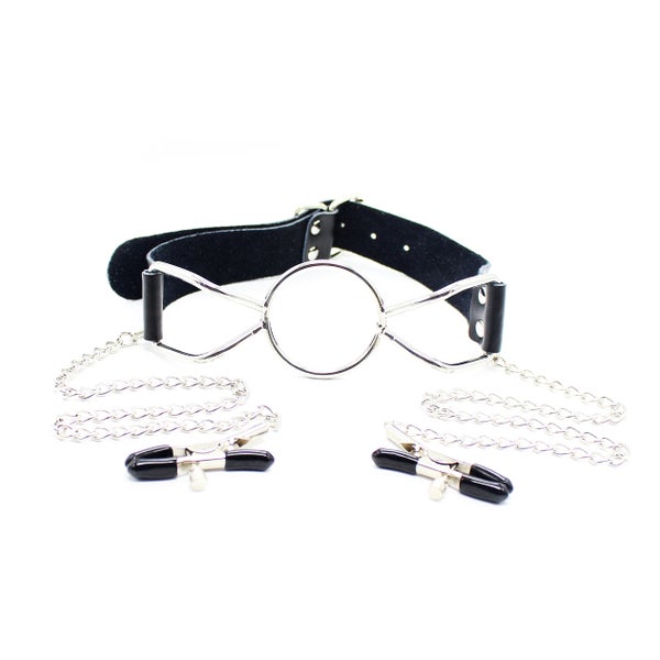 Undis - Spider Nipple Clamps Leather Mouth Gags -L 1 St