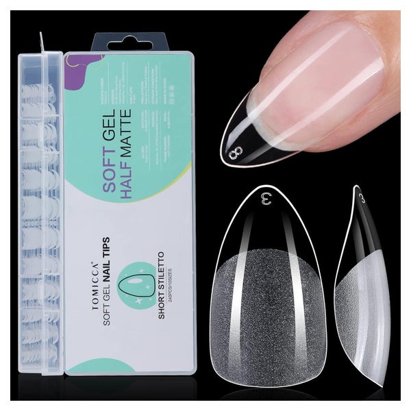 Nageltips Gel FullCover Preshaped Halbmatt Almond 5 Kurz Man 1 St