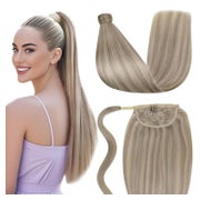 Pferdeschwanz Extensions Echthaar Remy Aschblond 80g 45 cm P 1 St