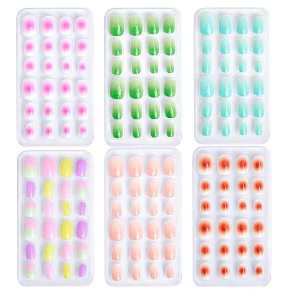 Falsche Nägel 144 Stück Kinder Jelly Kleber 6 Designs Colorf 1 St